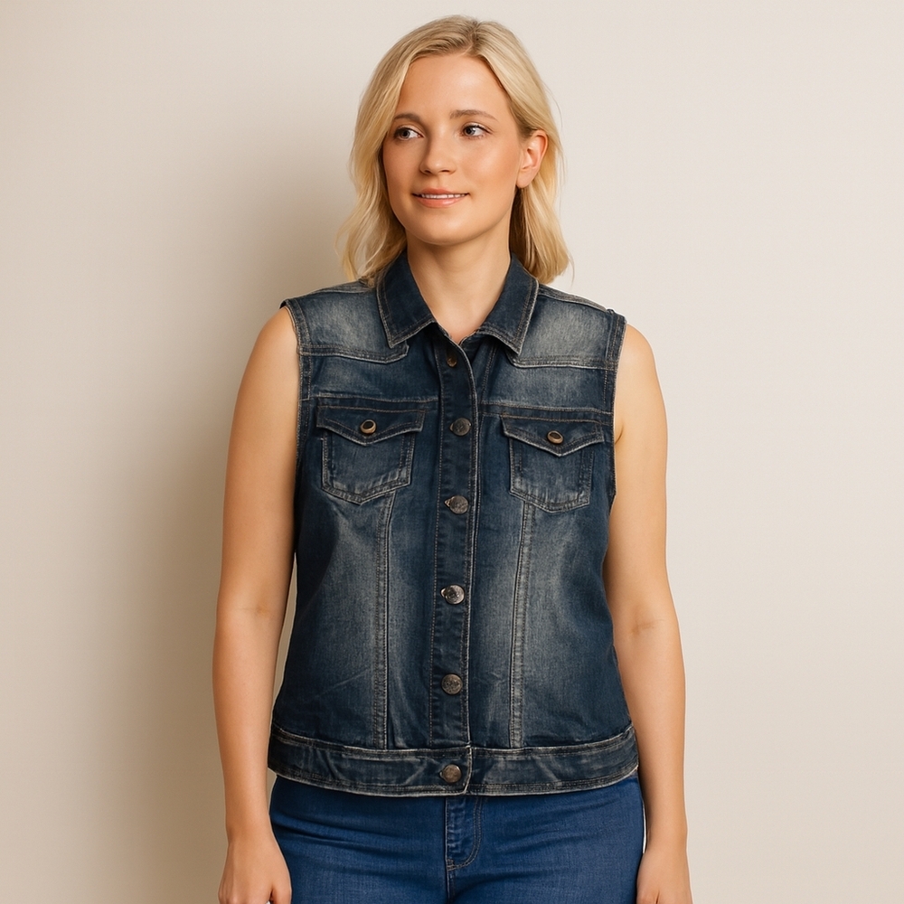 Le Chateau Denim Vest women's Medium Y2K Streetwear